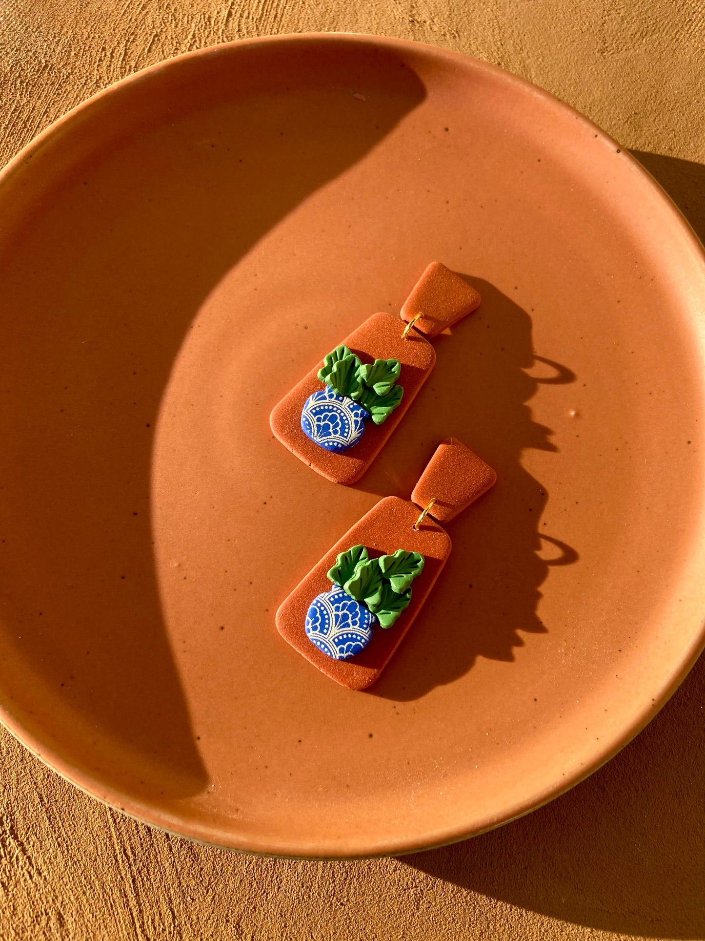 Talavera pottery plant earring