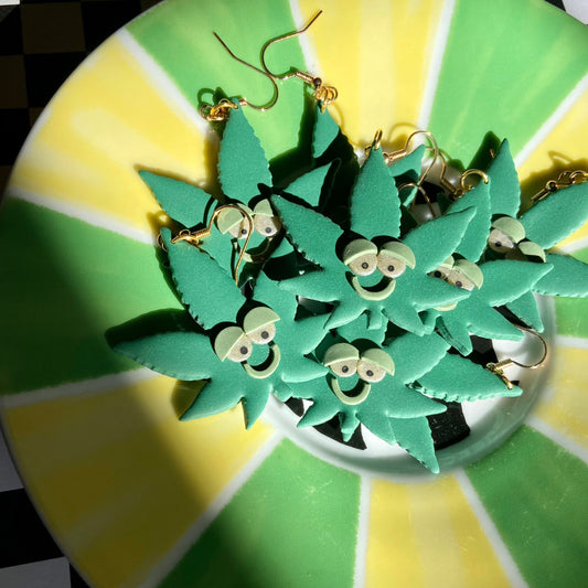 DivineEarthClay Happy Face Weed Dangle $25