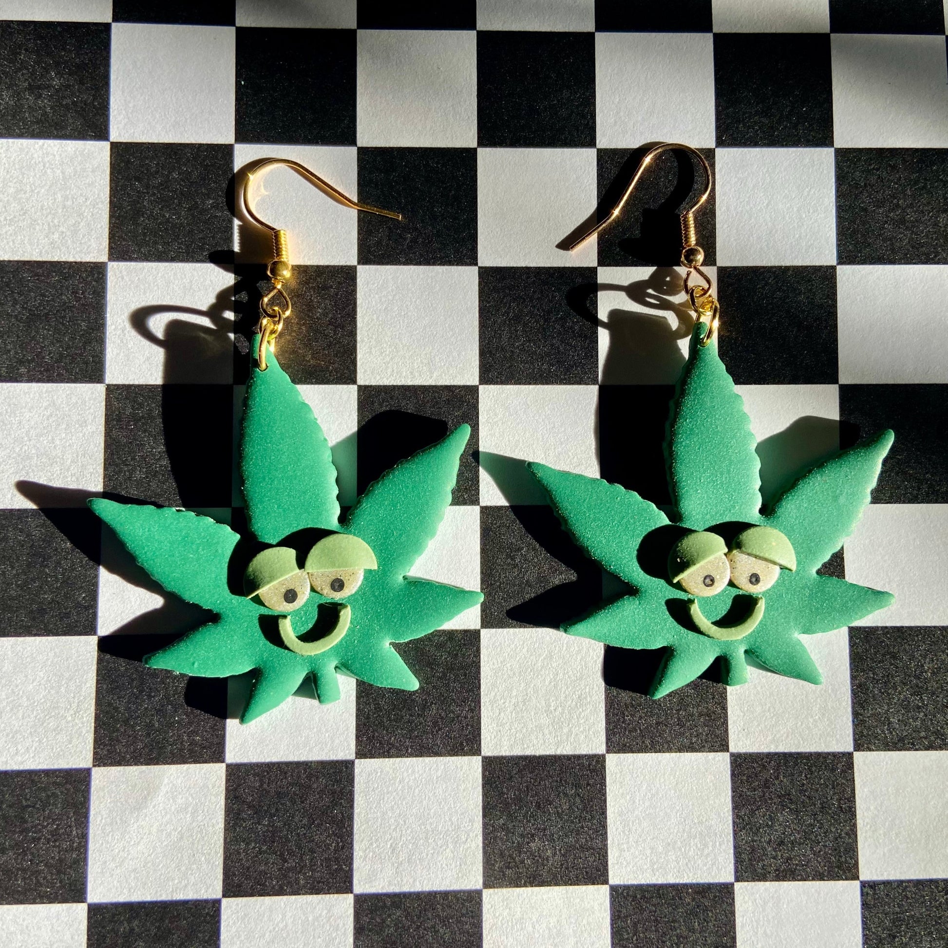 DivineEarthClay Happy Face Weed Dangle $25